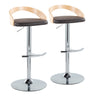 Grotto - Adjustable Barstool - Chrome Metal, Natural Wood