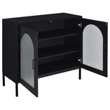 Jess - 2-Door Arched Fluted Glass Accent Cabinet - Black