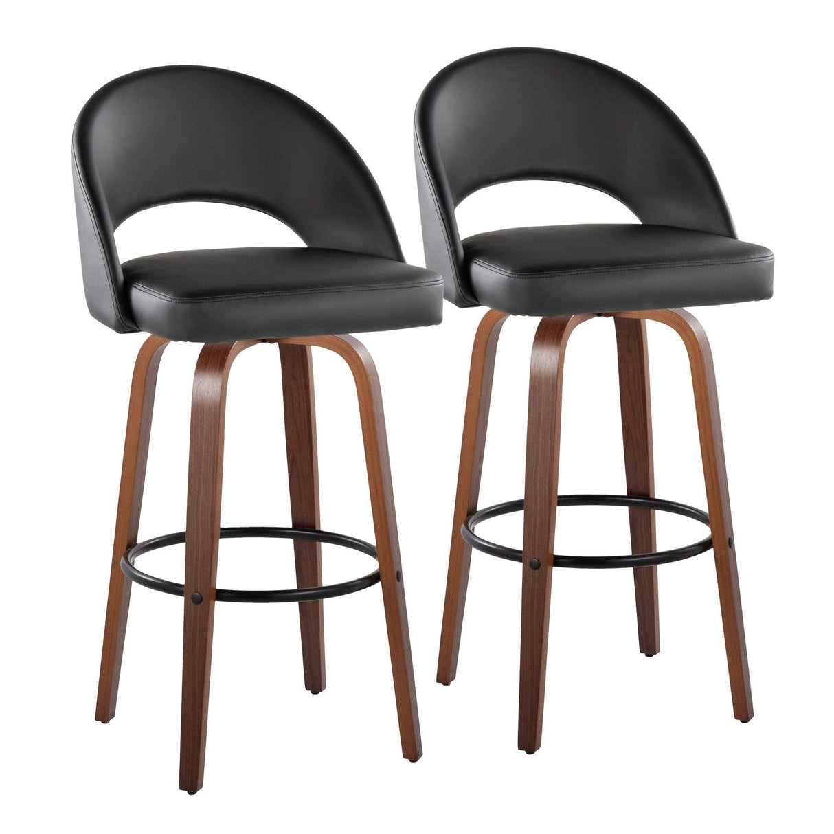 Renee - Upholstered Fixed-Height Barstool (Set of 2) - Walnut Wood Base