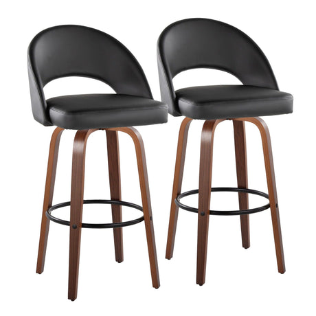 Renee - Upholstered Fixed-Height Barstool (Set of 2) - Walnut Wood Base