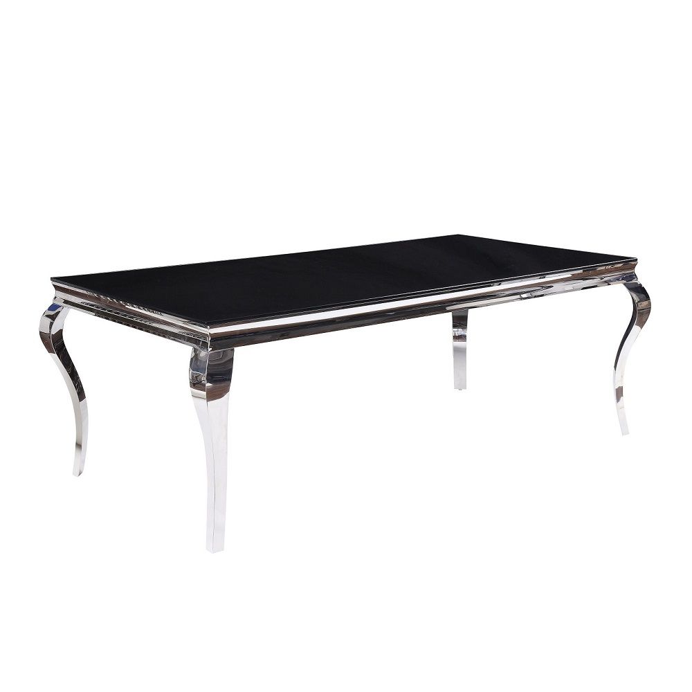 Fabiola - Dining Table - Black Glass Top & Stainless Steel