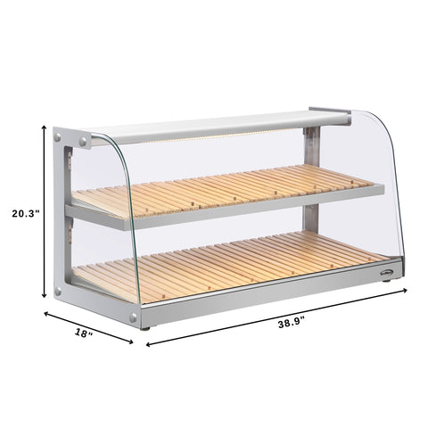 40 in. Glass Countertop Dry Bakery Display Case with Two Shelves and Bamboo Trays (DC-53C-B)