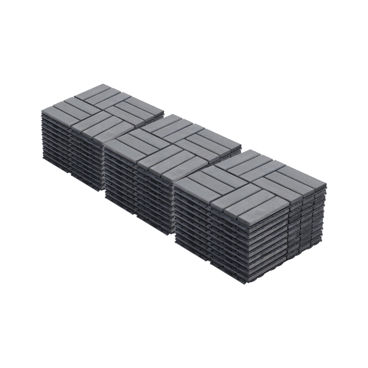 Acacia Wood Interlocking Deck Tiles Checker Pattern For Outdoor Flooring