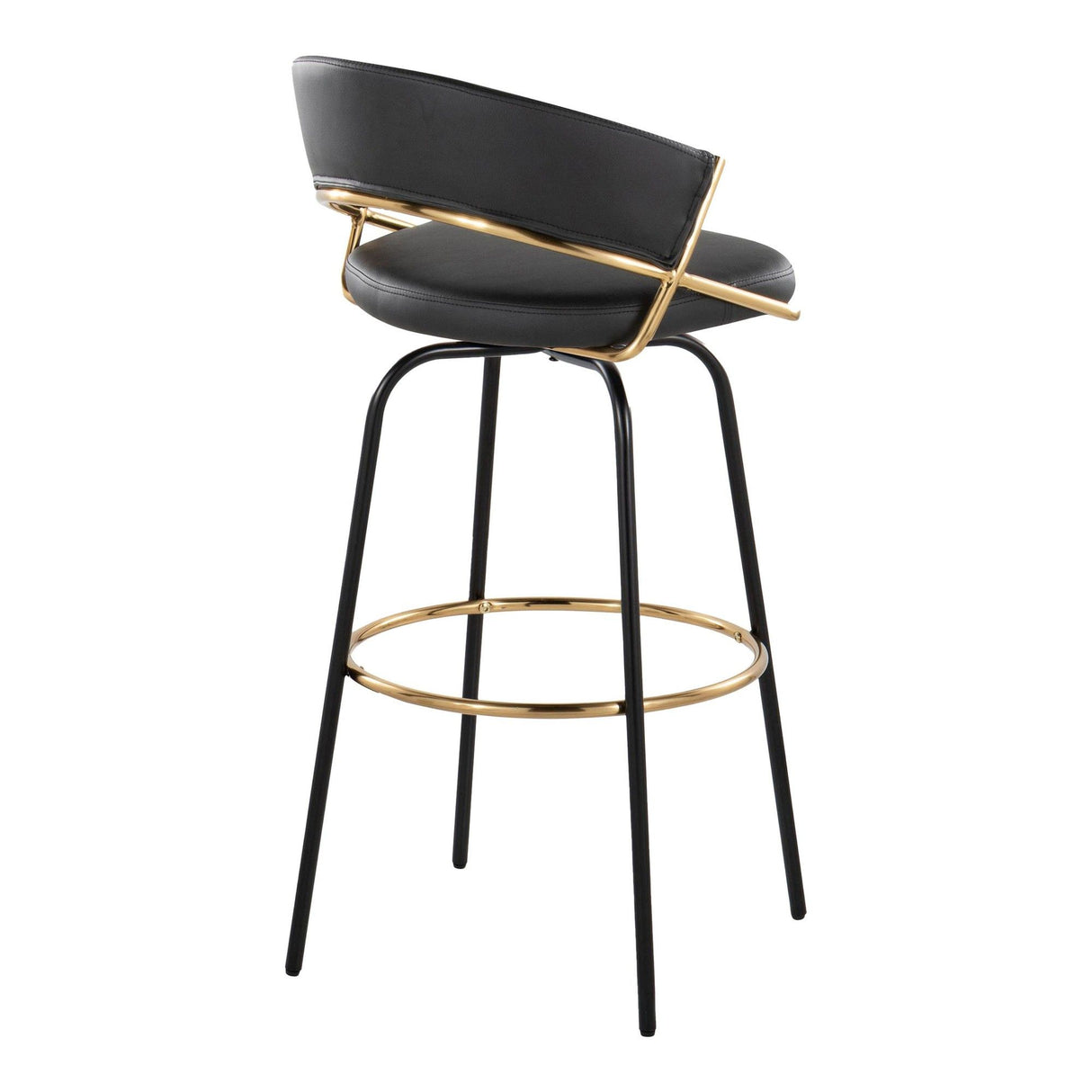 Jie - 30" Fixed-Height Barstool With Swivel (Set of 2) - Black Legs