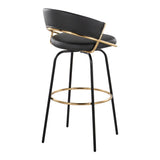 Jie - 30" Fixed-Height Barstool With Swivel (Set of 2) - Black Legs