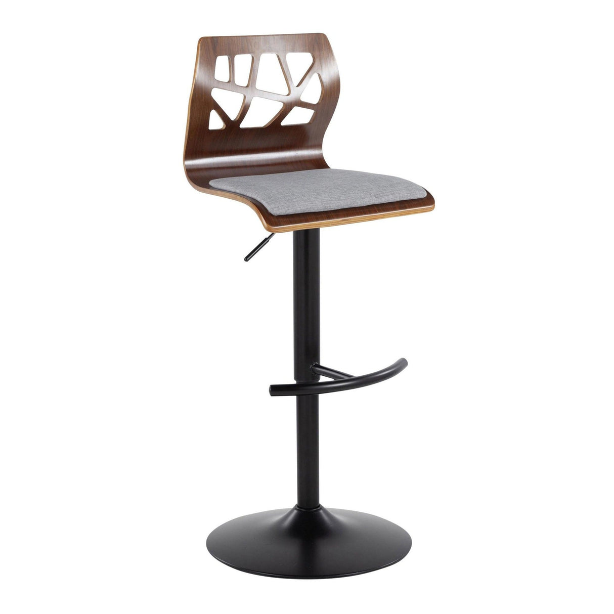 Folia - Adjustable Swivel Barstool (Set of 2) - Black Metal And Walnut Back