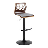Folia - Adjustable Swivel Barstool (Set of 2) - Black Metal And Walnut Back