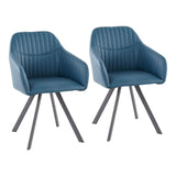 Clubhouse - Pleated Chair - Black Metal And Teal Faux Leather (Set of 2)