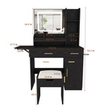 Vanity Desk With LED Mirror Lights And Charging Outlet