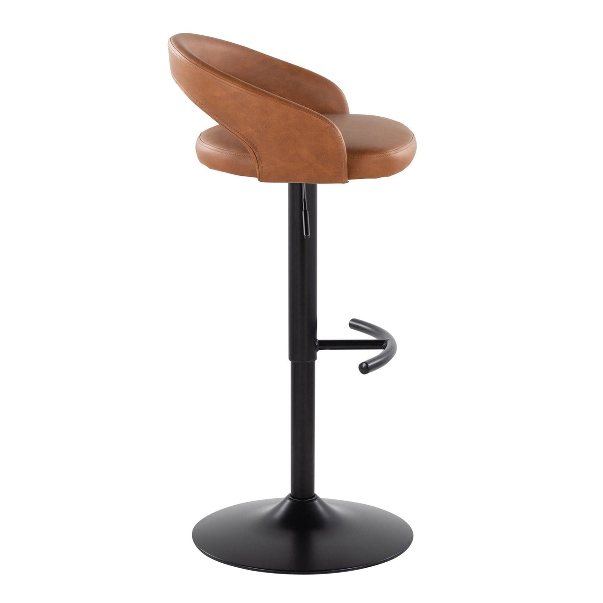 Grotto - Upholstered Adjustable Barstool - Black Metal Base