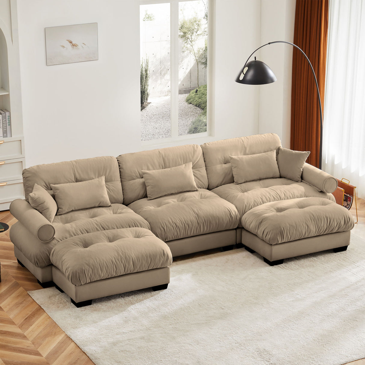 Super Comfort Oversized Modular Sectional Sofa With Movable Ottoman