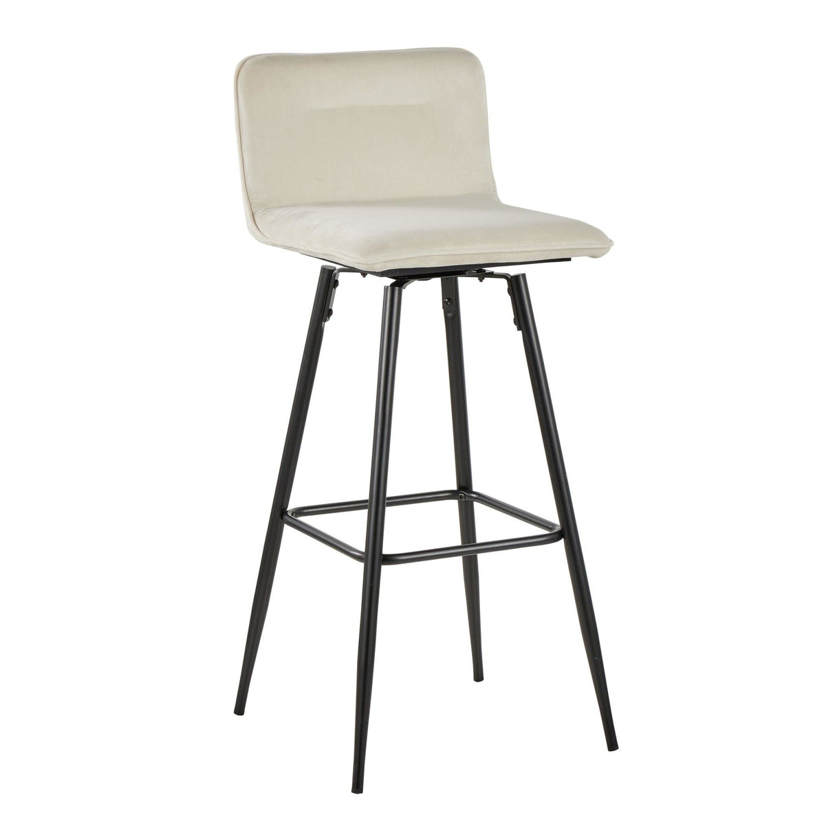 Casper - Contemporary Fixed-Height Barstool (Set of 2) - Black Metal Frame