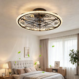 Caged Ceiling Fan With Remote Controlled LED Light - Matte Black