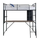 Cordelia - Twin Loft Bed With Desk - Antique Oak, Sandy Black & Dark Bronze Hand-Brushed