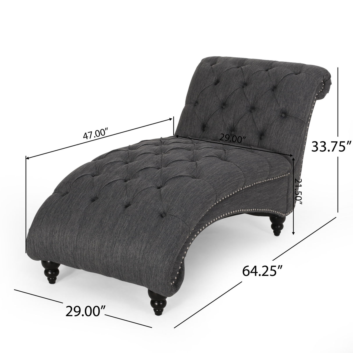 Chaise Lounge With Button Tufted Diamon Stitch