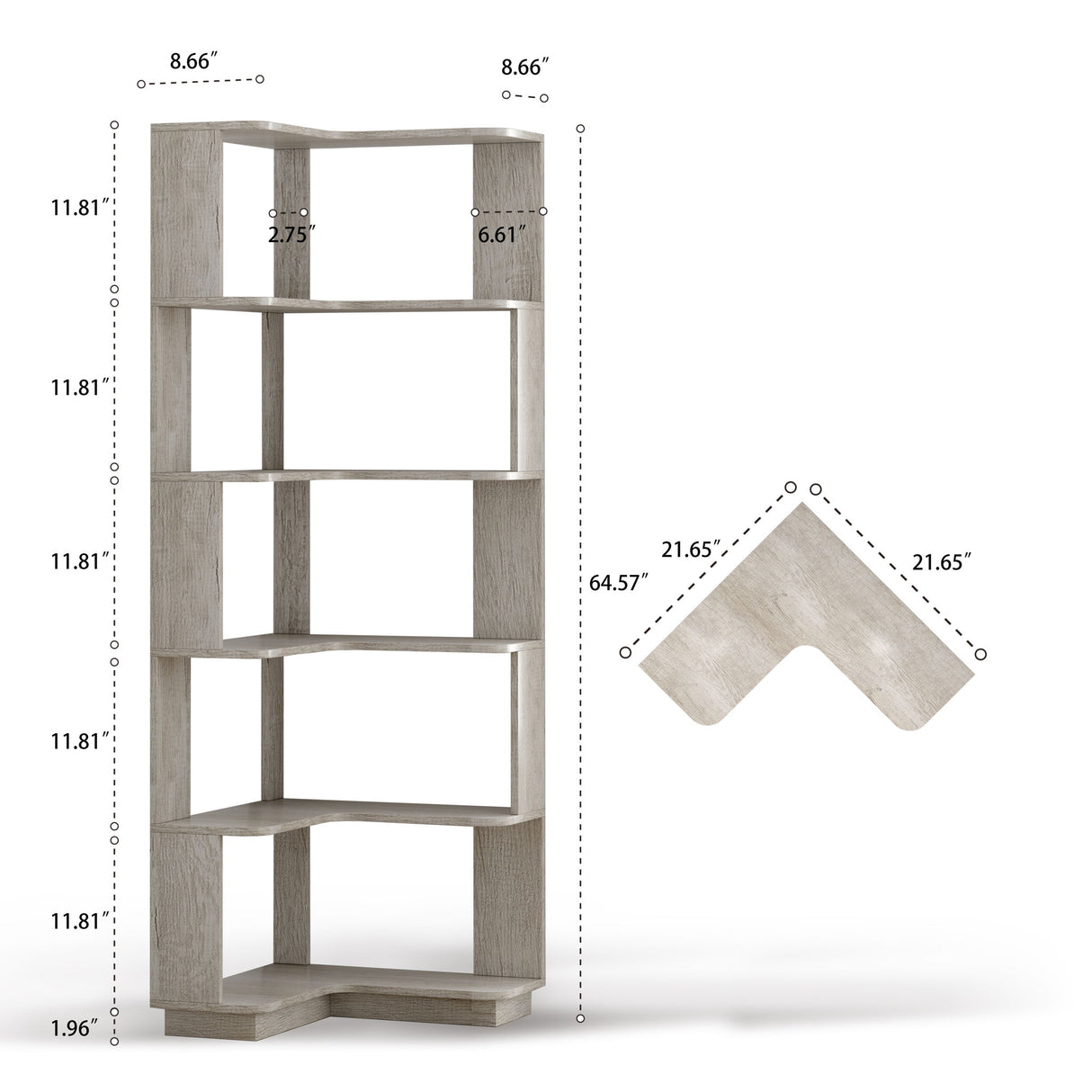 L-Shaped Corner Bookshelf