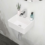 Ceramic Rectangle Wall Mount Bathroom Sink With Single Faucet Hole