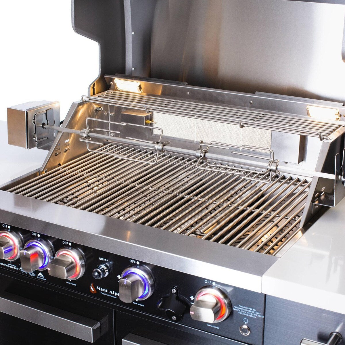 Mont Alpi Compact Series 6 Ft Natural Gas Outdoor Kitchen Island w/ Fridge in Black Stainless Steel - MA-957FC