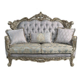 Miliani - Loveseat With 3 Pillows - Fabric & Antique Bronze