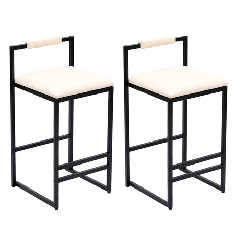 Elegant Bar Stool Set With Backrest And Footrest, Counter Height (Set of 2)