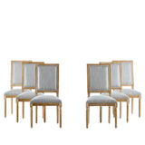French Country Style Dining Chair With Upholstered Seating And Fluted Legs