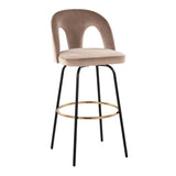 Ava - Upholstered Fixed-Height Barstool (Set of 2) - Black Base