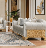 HD-9041 - Loveseat - Gray / Gold