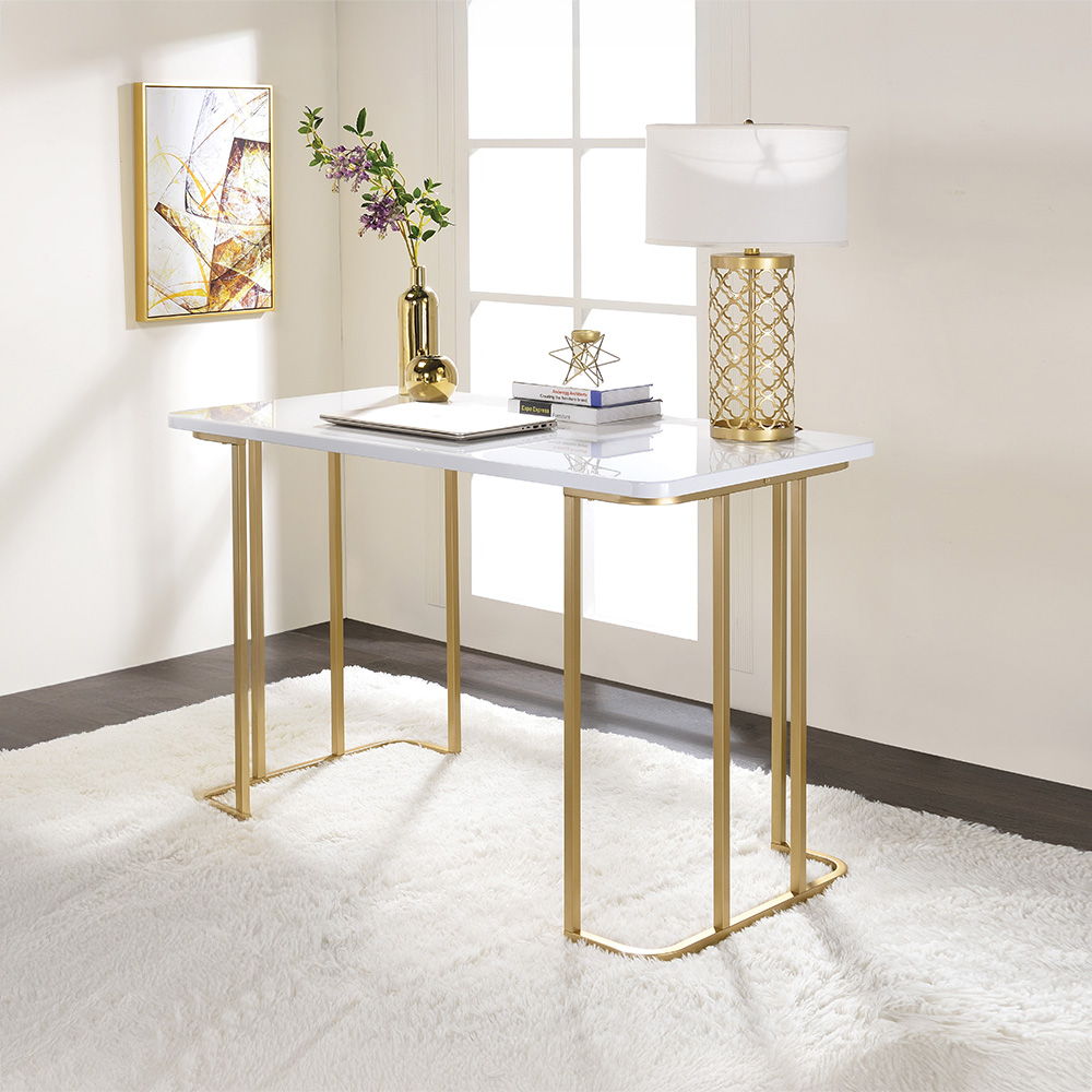 Estie - Writing Desk Same Ac00902) - White & Gold