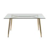 Clara - Contemporary/Glam Dining Table - Gold Metal And Clear Glass
