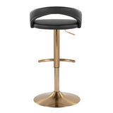 Grotto - Upholstered Adjustable Barstool - Gold Metal Base