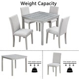 Dining Table Set With Crystal Decoration And Upholstered Chairs