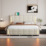 Upholstered Platform Bed With Trundle & Drawers
