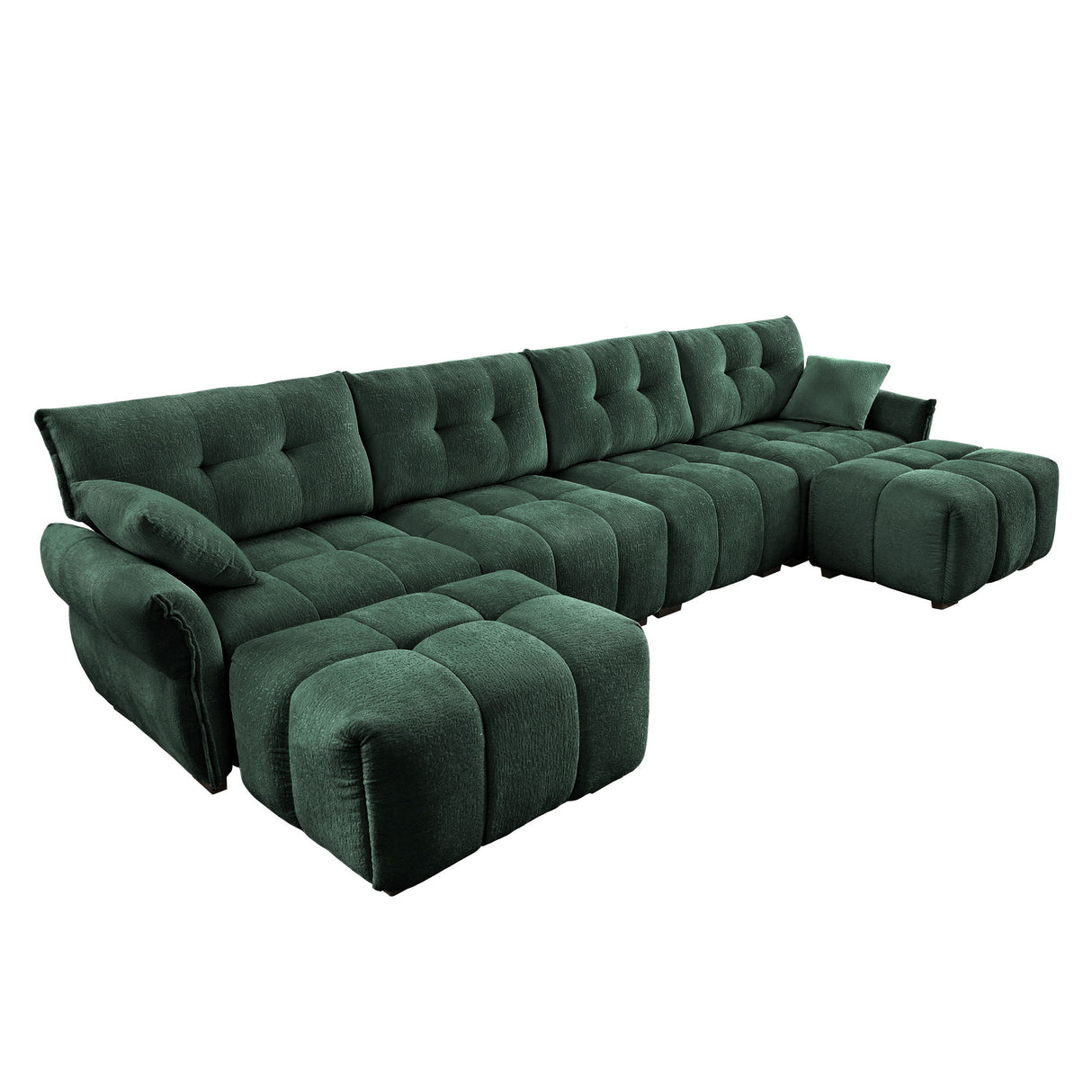 Sofa Set With Ottoman And Pillows, Textured, High Resilience Cushions