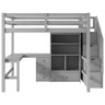 Loft Bed & L Shaped Desk, Drawers, Cabinet, And Storage Staircase