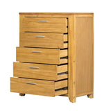 5 Drawer Dresser - Natural Wood / Brown