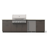 Blaze Morning Glow 10-Ft Outdoor Kitchen Island w/ 40-Inch LTE+ Propane Grill, Fridge in Gunmetal w/ Aeris Countertop