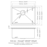 Gunmetal Black Workstation Kitchen Sink 23X18X10" Single Bowl Undermount Stainless Steel 16 Gauge With Cutting Board And Accessories