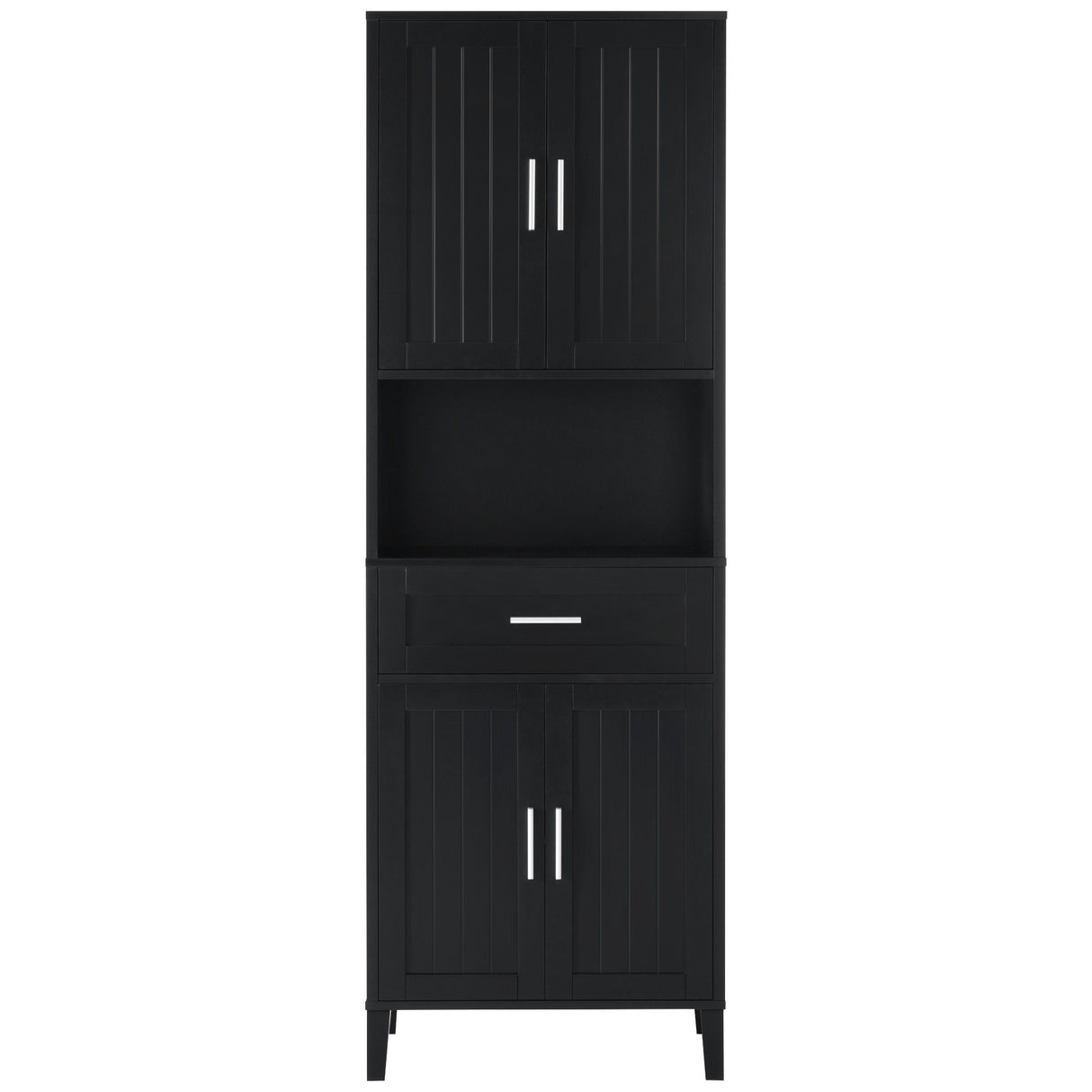 Freestanding Tall Bathroom Cabinet With Soft Close Doors And Adjustable Shelves