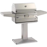 Fire Magic Legacy 24-Inch Smoker Charcoal Grill On Patio Post - 22-SC01C-P6