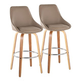 Diana - 30" Fixed-Height Barstool With Swivel And Round Chrome Metal Footrest (Set of 2) - Zebra Wood