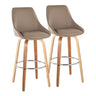 Diana - 30" Fixed-Height Barstool With Swivel And Round Chrome Metal Footrest (Set of 2) - Zebra Wood