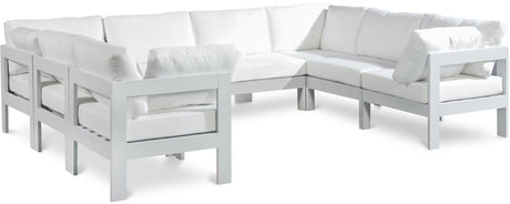 Nizuc - Outdoor Patio 8 Piece Modular Sectional With White Frame