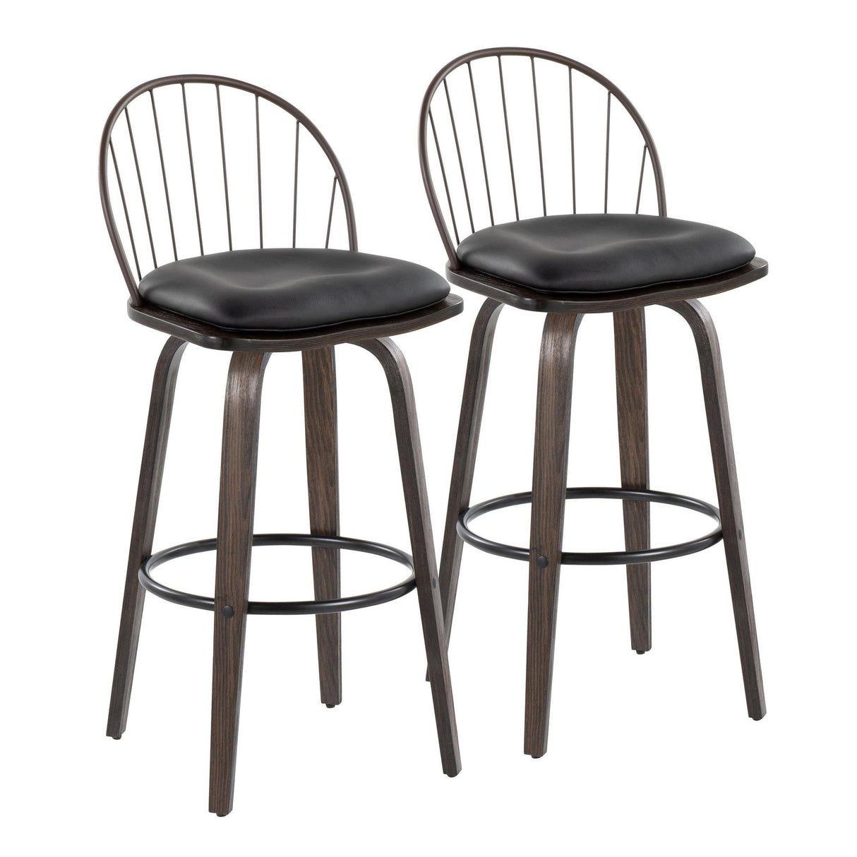 Riley - Industrial / Urban Fixed-Height Swivel Barstool (Set of 2)