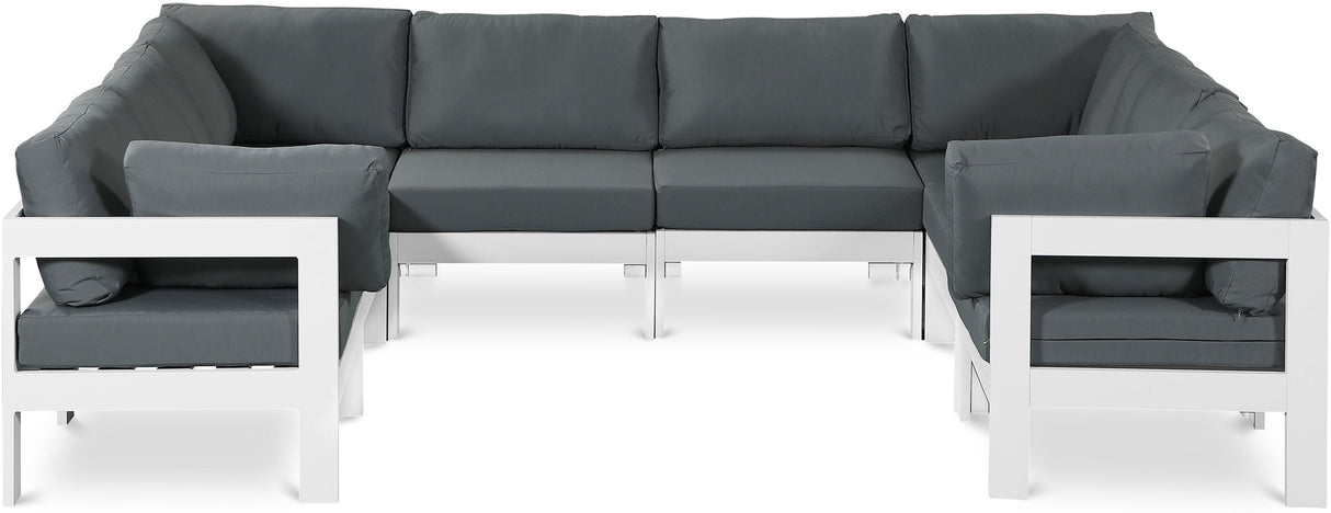 Nizuc - Outdoor Patio 8 Piece Modular Sectional With White Frame
