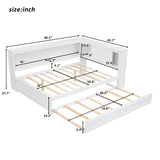 Daybed With Storage Shelves, LED, USB, And Trundle
