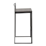 Fuji - 30" Stackable Barstool With Espresso Wood-Pressed Grain Bamboo Seat (Set of 2) - Black Metal