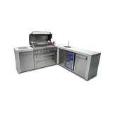 Mont Alpi Deluxe Series 8 Ft L-Shaped Propane Outdoor Kitchen Island w/ Side Burner & Beverage Center - MAi805-D90BEV