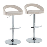 Grotto - Upholstered Adjustable Barstool - Chrome Metal Base