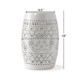 Transitional Ruby - Side Table With Lace Cut Design - White