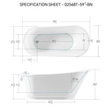 Freestanding Bathtub Modern Stand Alone Soaking Bathtub - Brushed Nickel Drain And Minimalist Linear Design Overflow Included, Cupc Certified - White